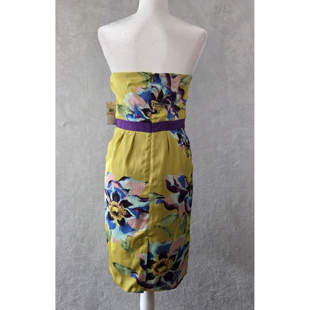 NWT Vince Camuto Dress Womens 10 Green Floral Strapless Pleated Party Cocktail - Picture 6 of 16